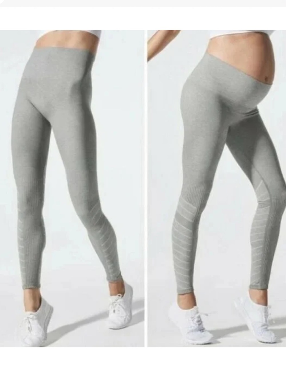 BLANQI SportSupport High-Waist Maternity Leggings in a light heather gray